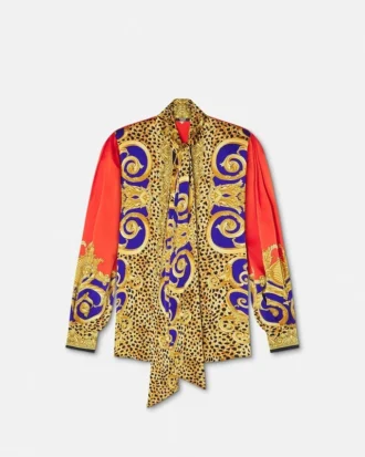 Chemise Lavallière en Barocco Silk Cheetah