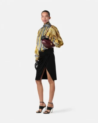 Chemise Lavallière en soie foulard léopard