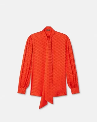 Chemise Lavallière en soie jacquard à motif V intégral