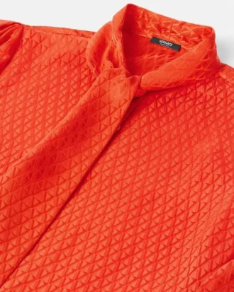 Chemise Lavallière en soie jacquard à motif V intégral