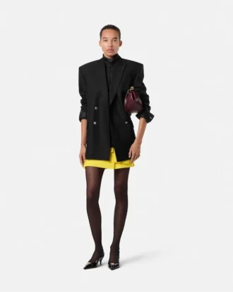 Chemise Lavallière en soie jacquard à motif V intégral