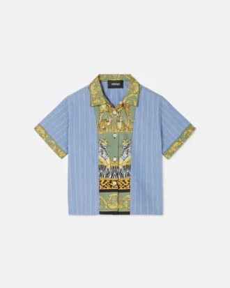 Chemise à rayures imprimées en popeline de coton pour enfants