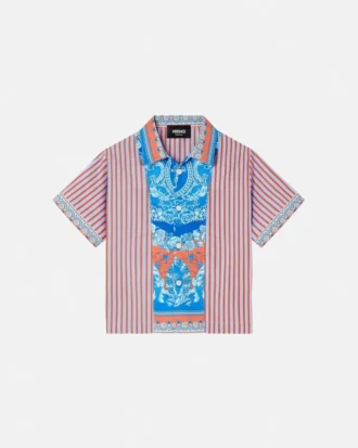 Chemise à rayures imprimées en popeline de coton pour enfants