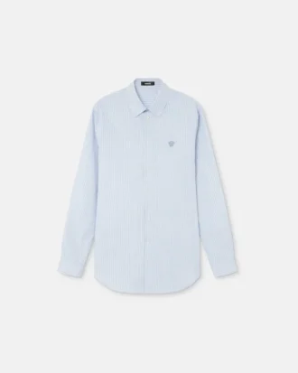 Chemise slim en popeline de coton rayée