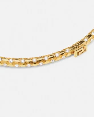 Collier ras-du-cou en maille métallique et cristal