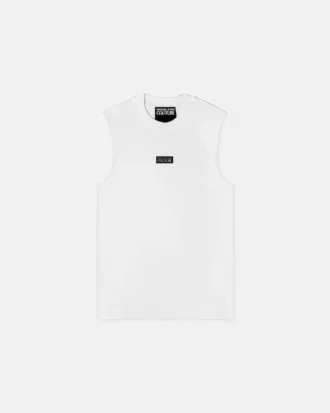 Débardeur slim en jersey côtelé avec logo