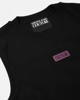 Débardeur slim en jersey côtelé avec logo