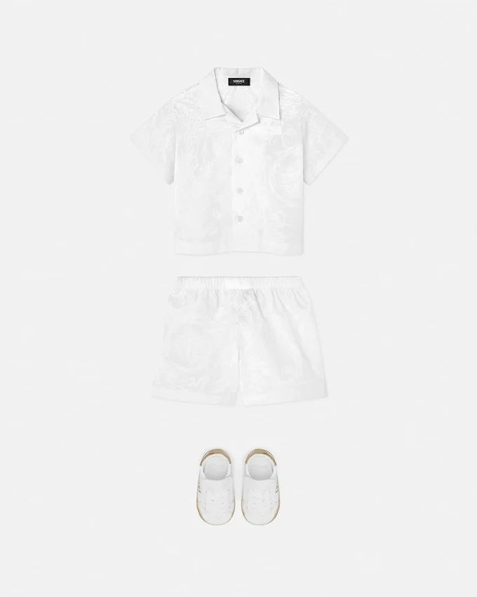 Ensemble bébé en popeline de coton jacquard Ensemble bébé en popeline de coton jacquard