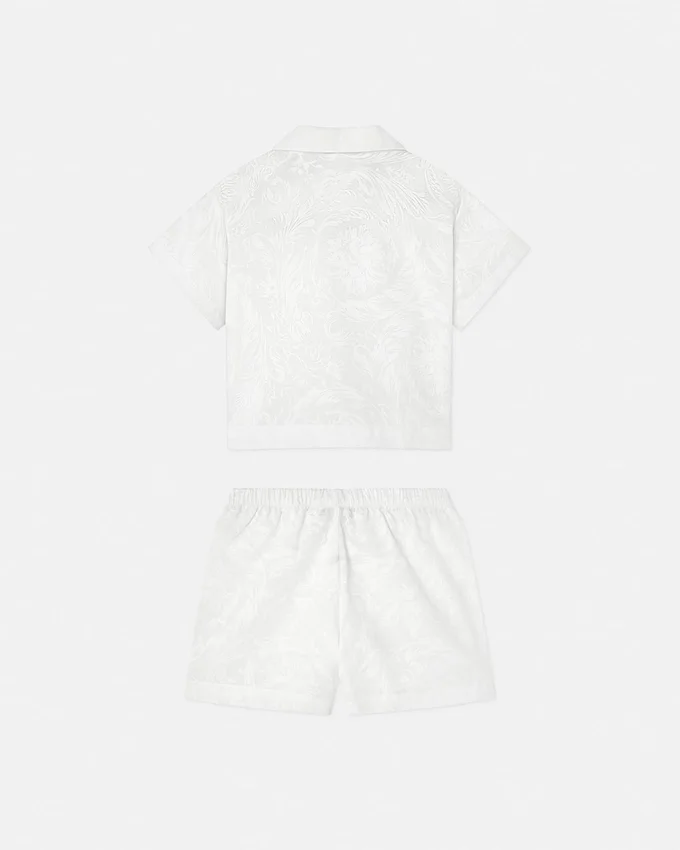 Ensemble bébé en popeline de coton jacquard Ensemble bébé en popeline de coton jacquard