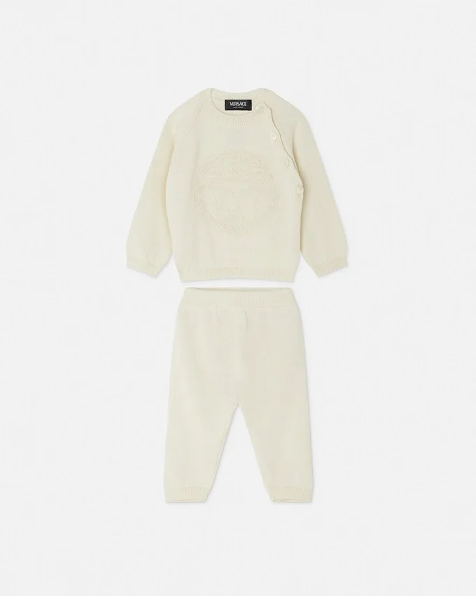Ensemble bébé en tricot de coton brodé Ensemble bébé en tricot de coton brodé