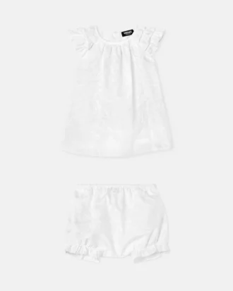 Ensemble robe bébé en popeline de coton jacquard