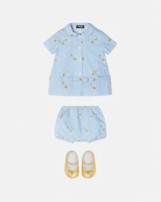 Ensemble robe bébé à fines rayures