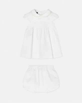 Ensemble robe en popeline de coton brodée pour bébé