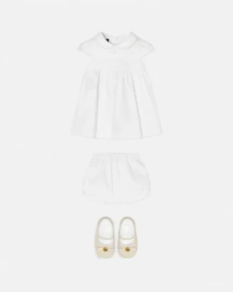 Ensemble robe en popeline de coton brodée pour bébé