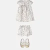 Ensemble robe en twill de soie imprimé pour bébé