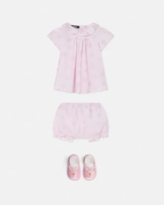 Ensemble robe imprimée en popeline de coton pour bébé