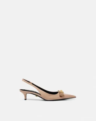 Escarpins à bride arrière en cuir verni Gianni Ribbon 45 mm