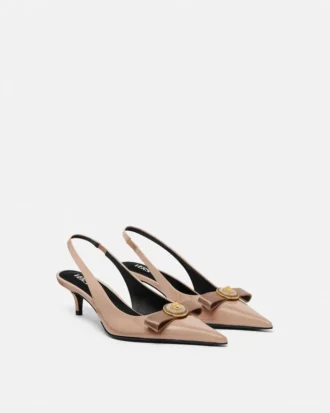 Escarpins à bride arrière en cuir verni Gianni Ribbon 45 mm