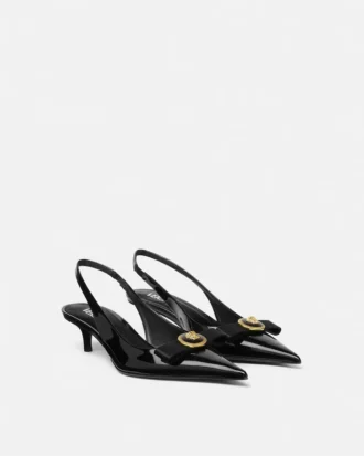 Escarpins à bride arrière en cuir verni Gianni Ribbon 45 mm