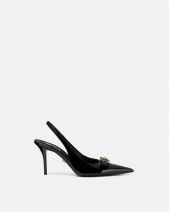 Escarpins à bride arrière en cuir verni Gianni Ribbon 85 mm