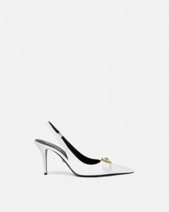 Escarpins à bride arrière en cuir verni Gianni Ribbon 85 mm