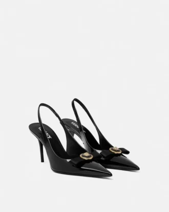 Escarpins à bride arrière en cuir verni Gianni Ribbon 85 mm