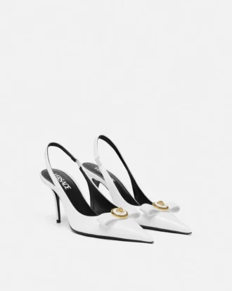 Escarpins à bride arrière en cuir verni Gianni Ribbon 85 mm