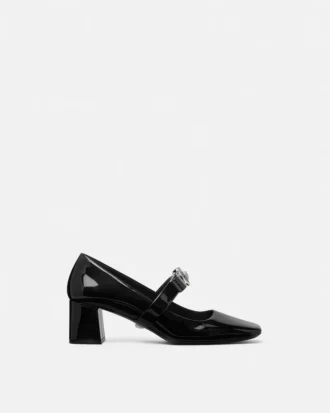 Escarpins à talons carrés en cuir verni Gianni Ribbon 55 mm