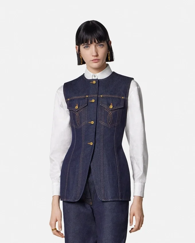 Gilet ajusté en denim Gilet ajusté en denim