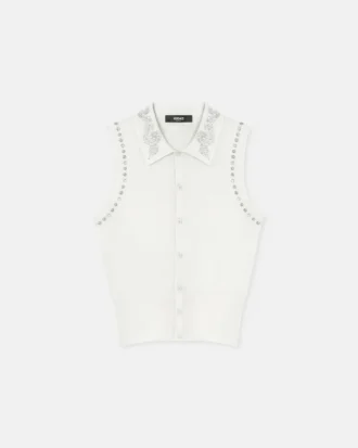 Gilet en maille cachemire mélangé orné