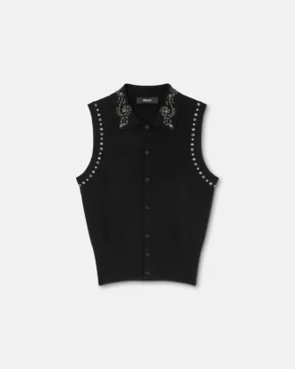 Gilet en maille cachemire mélangé orné