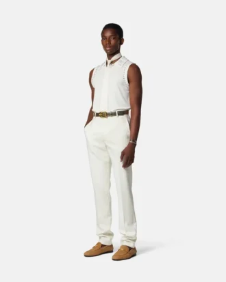 Gilet en maille cachemire mélangé orné