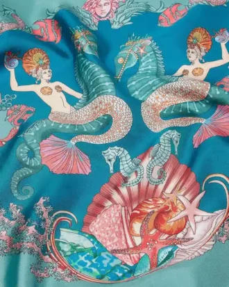 Grand foulard en soie Coral Theatre 90 cm