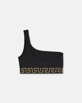 Haut de bikini asymétrique en jacquard
