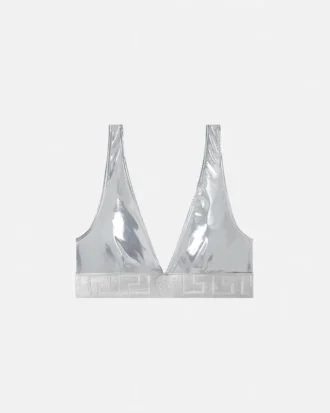 Haut de bikini triangle métallisé