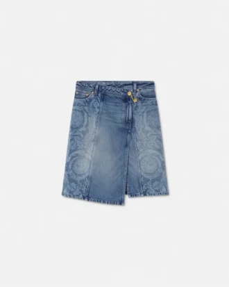 Jupe portefeuille en denim Barocco