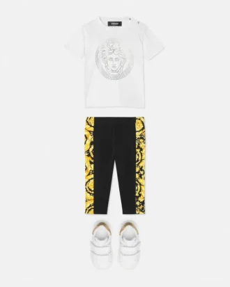 Leggings en jersey de coton stretch imprimé bébé