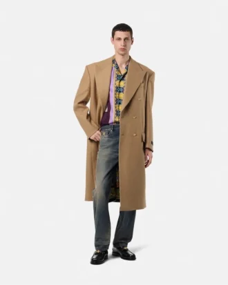 Manteau croisé en laine mélangée