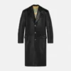 Manteau droit en cuir plongé