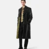 Manteau droit en cuir plongé
