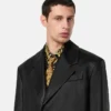 Manteau droit en cuir plongé