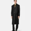 Manteau droit en cuir plongé