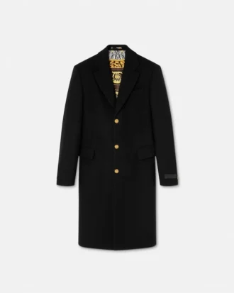 Manteau simple boutonnage en laine mélangée