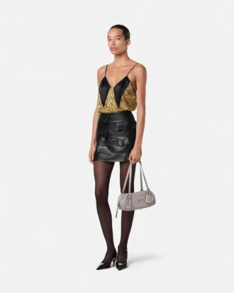 Mini-jupe ajustée en cuir