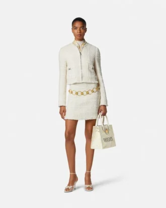 Mini-jupe en tweed de coton