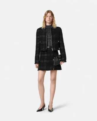 Mini-jupe en tweed de coton