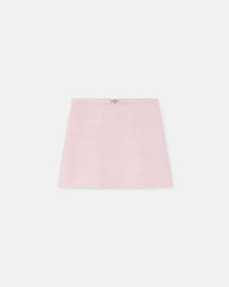 Mini-jupe trapèze en crêpe de laine tweed