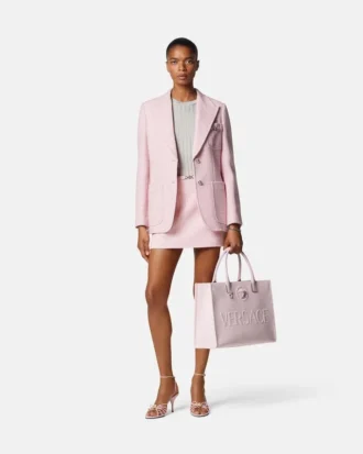 Mini-jupe trapèze en crêpe de laine tweed