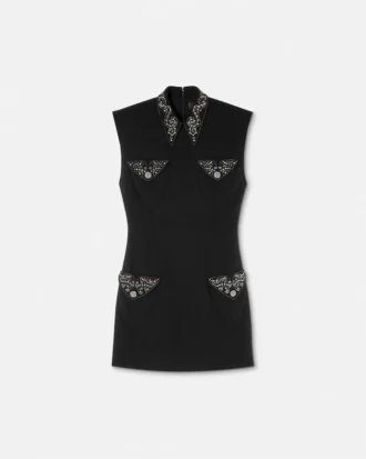 Mini-robe ajustée en laine cloutée