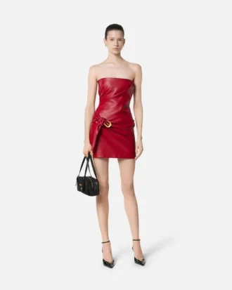 Mini-robe bustier en cuir